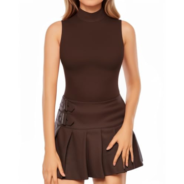 MANGOPOP Sleeveless Turtleneck Bodysuit - Chic & Comfortable