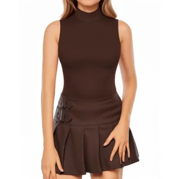 MANGOPOP Sleeveless Turtleneck Bodysuit - Chic & Comfortable
