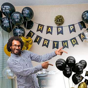 32 Piece NSFW Funny Abusive Old Age Birthday 12 Inch Party Balloons for adults with 10 Different rud...