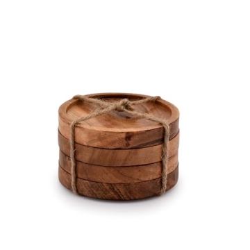 Kaizen Casa Acacia Wood Coasters Set of 4 Elegant Durable