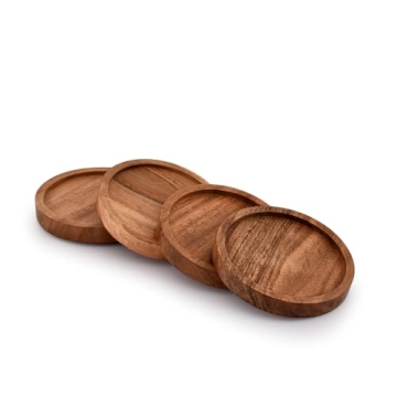 Kaizen Casa Acacia Wood Coasters Set of 4 Elegant Durable