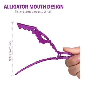 BEINY 6Pcs Plastic Non Slip Hair Clips - Professional Hairdressing Styling Sectioning Clips - Salon Alligator Clips for Thick Hair - Haircut Accessories Hairgrips for Women Girls (Purple)