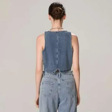 Miqil Women Y2K Denim Vest - Stylish Summer Crop Top