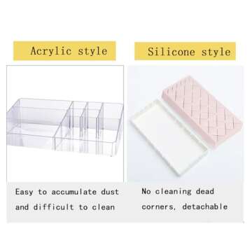 Silicone Lipstick Holder 18+6 Slots, Cosmetic Organizer Stand Square Makeup Display Case for Brush L...