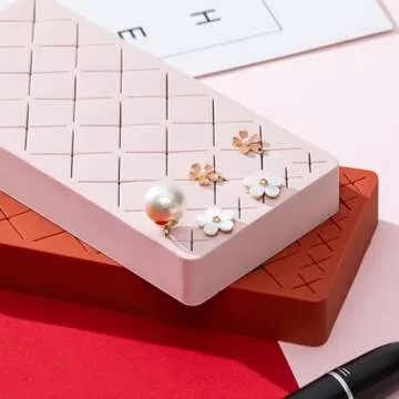 Silicone Lipstick Holder 18+6 Slots, Cosmetic Organizer Stand Square Makeup Display Case for Brush Lip Eye Stick Nail Polish Brushes Eyebrow, Premium Cosmetic Organizer-Pink