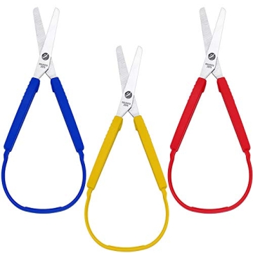 Loop Scissors Colorful Grip Scissors Loop Handle Self-Opening Scissors Adaptive Cutting Scissors for...