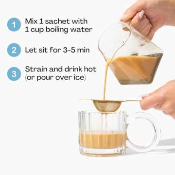 Kola Goodies - Sri Lankan Milk Tea - All Natural w/Clean Ingredients - Made with Loose Leaf Ceylon Tea, Whole Milk Powder, Monk fruit Sweetener, & Raw Coconut Sugar - Ready in 3 Minutes - 10 Sachets