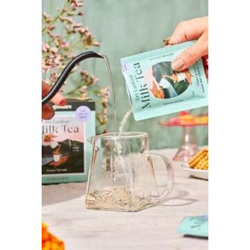 Kola Goodies - Sri Lankan Milk Tea - All Natural w/Clean Ingredients - Made with Loose Leaf Ceylon Tea, Whole Milk Powder, Monk fruit Sweetener, & Raw Coconut Sugar - Ready in 3 Minutes - 10 Sachets