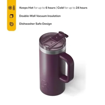 RTIC 16oz Insulated Travel Mug with Handle and Lid