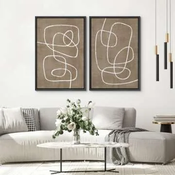 Framed Canvas Wall Art Set - Geometric Design 24"x36"