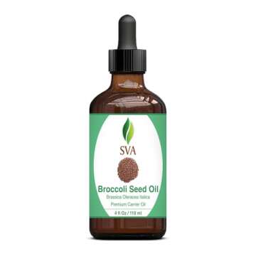 SVA Broccoli Seed Oil - 4 Fl Oz – 100% Natural Cold Pressed Broccoli Oil - for Face, Skin Care, Hair Care, Scalp Massage & Body Massage – Carrier Oil with Dropper