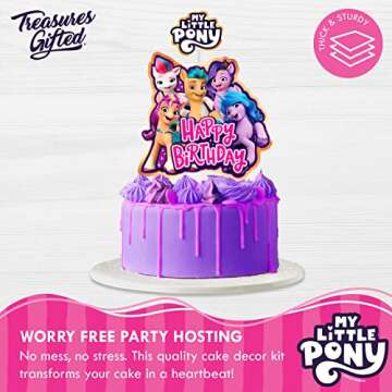 Treasures Gifted Officially Licensed My Little Pony Cake Topper - My Little Pony Cake Decorations - My Little Pony Dessert Topper - My Little Pony Cake Picks - My Little Pony Birthday Party Supplies