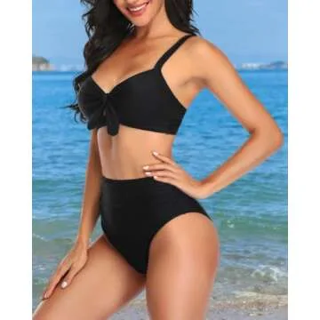 Tempt Me Women's Elegant Black High Waisted Swimsuit