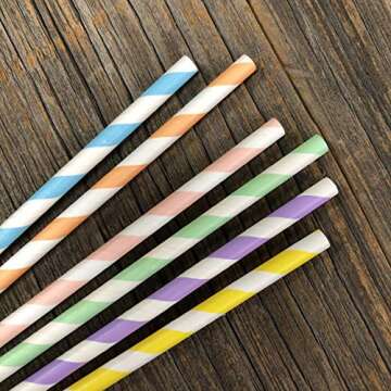 Pastel Stripe Paper Straws - Eco-Friendly Party Essentials
