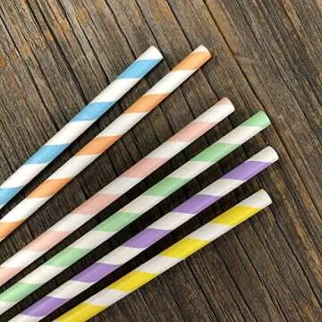 Pastel Stripe Paper Straws - Eco-Friendly Party Essentials