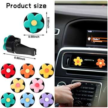 Frienda 8 Pieces Daisy Flower Air Freshener Cute Flower Car Clips Air Vent Clip Car Accessories Interior Decor for Women Girls Charm Colorful Air Vent Decorations(Bright Colors)