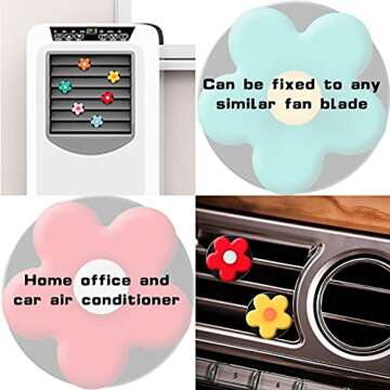 Frienda 8 Pieces Daisy Flower Air Freshener Cute Flower Car Clips Air Vent Clip Car Accessories Interior Decor for Women Girls Charm Colorful Air Vent Decorations(Bright Colors)