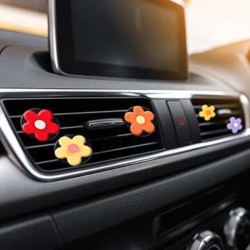 Frienda 8 Pieces Daisy Flower Air Freshener Cute Flower Car Clips Air Vent Clip Car Accessories Interior Decor for Women Girls Charm Colorful Air Vent Decorations(Bright Colors)