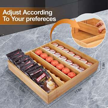 Bamboo K Cup Holder Organizer for Drawer or Countertop Coffee Pod Holder 35 Coffee Pod Storage Stora...