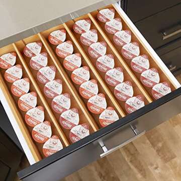 Bamboo K Cup Holder Organizer for Drawer or Countertop Coffee Pod Holder 35 Coffee Pod Storage Storage Tea Bag Organizer coffee organizer station for Home Office and Kitchen k cup storage