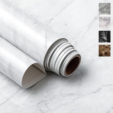 Marble Peel and Stick Wallpaper High Gloss White Self-Adhesive