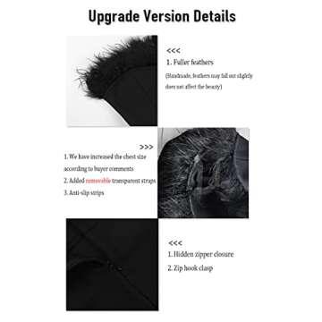 whoinshop Women's Sexy Off Shoulder Feather Bandage Evening Club Party Dress Black-Upgrade1 M