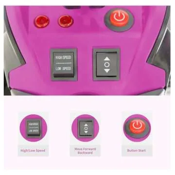 24V Ride-On Toys 4-Wheeler Quad Car Toy for Kids with Bluetooth, Ride on ATV, 6.5mph Top Speed, Treaded Tires, LED Headlights-Pink (Pink)