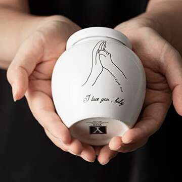 Y YHY Pet Urn, Cremation Dog Cat Urn for Ashes, Ceramic Ashes Keepsake, Memorial Funeral Urn for Loved Puppy Cat, White