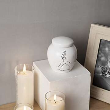 Y YHY Pet Urn, Cremation Dog Cat Urn for Ashes, Ceramic Ashes Keepsake, Memorial Funeral Urn for Loved Puppy Cat, White