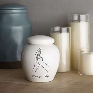 Y YHY Pet Urn, Cremation Dog Cat Urn for Ashes, Ceramic Ashes Keepsake, Memorial Funeral Urn for Loved Puppy Cat, White