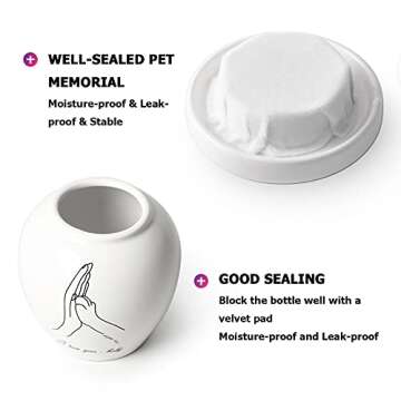 Y YHY Pet Urn, Cremation Dog Cat Urn for Ashes, Ceramic Ashes Keepsake, Memorial Funeral Urn for Loved Puppy Cat, White