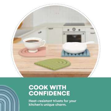 Outlery Heat Resistant Silicone Trivets for Kitchen