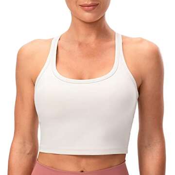 Lavento Women's Racerback Sports Bra Yoga Crop Top - Soft Comfort with Built-In Support