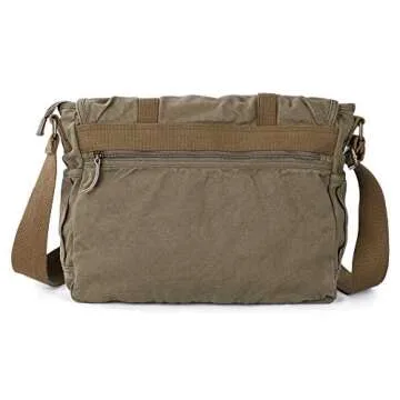 Gootium Canvas Messenger Bag - Vintage Shoulder Bag Frayed Style Boho Purse, Olive Brown