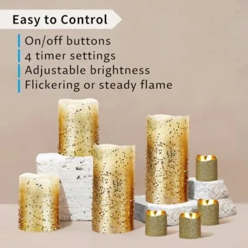 Furora Lighting Glitter LED Candles with Remote Control Pack of 8