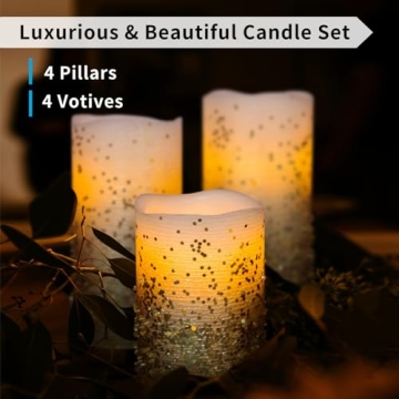 Furora Lighting Glitter LED Candles with Remote Control Pack of 8