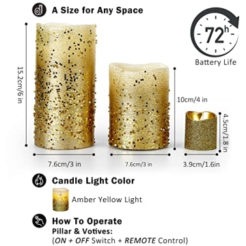 Furora Lighting Glitter LED Candles with Remote Control Pack of 8