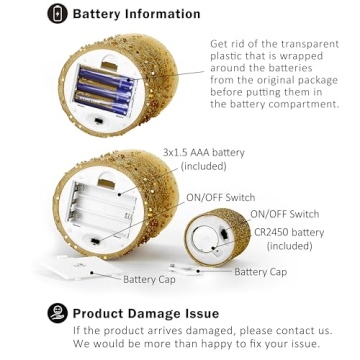 Furora Lighting Glitter LED Candles with Remote Control Pack of 8