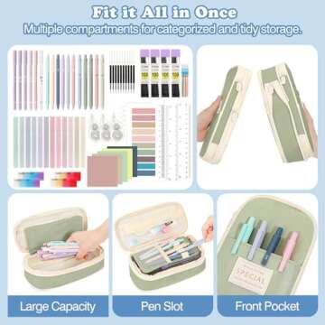MoKo 60Pcs Aesthetic School Supplies with Cute Pencil Case,12 Pastel Highlighters,5 Black Ink Gel Pe...