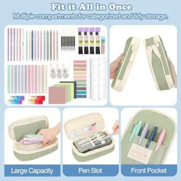 MoKo 60Pcs Aesthetic School Supplies with Cute Pencil Case,12 Pastel Highlighters,5 Black Ink Gel Pe...