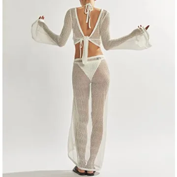 Stylish Women's Crochet Knit 2 Piece Skirt Set for Summer