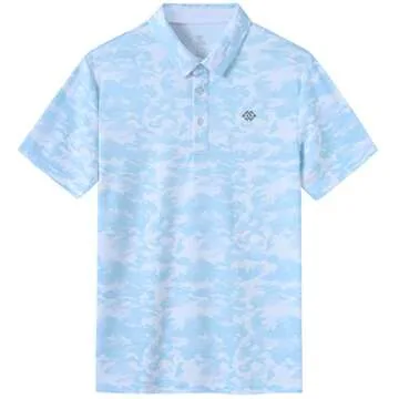 MoFiz Men's Military Polo Shirt – Blue Camo, Comfort Fit