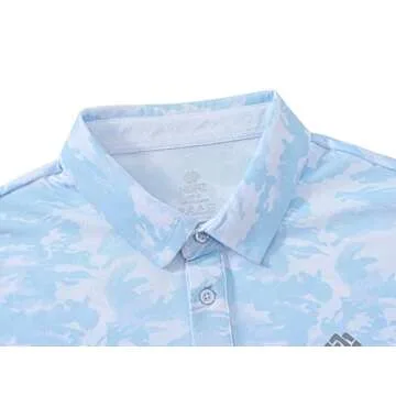 MoFiz Men's Military Polo Shirt – Blue Camo, Comfort Fit