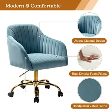 HULALA HOME Velvet Office Chair for Women and Girls