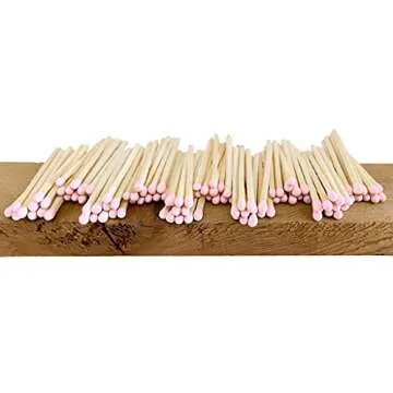 2" Light Pink Tip Safety Matches | Set of 100+ Bulk Artisan Matchsticks with Striker Stickers by Thankful Greetings | Decorative & Unique Candle Lighting, Home Decor, Wedding Giveaways, & Events