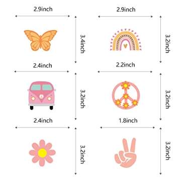 48Pcs Hippie Party Cupcake Toppers for Two Groovy Birthday Party Decorations Boho Rainbow Party Supp...
