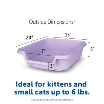 KittyGoHere Senior Cat Litter Box, Small Size, Storybook Lavender Color, Durable & Pet Safe Kitty Li...