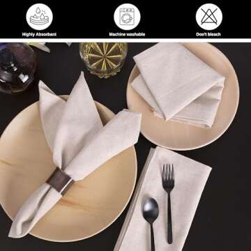 Linen Napkins, Cloth Napkins, Linen Cloth Napkins, Wedding Napkins Cocktails Napkins Fabric Napkins Cotton Napkins Mitered Corners Machine Washable Napkins Dinner Napkin 18x18 Natural Set of 12
