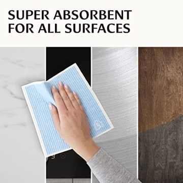 Swedish Dish Cloths for Kitchen - Reusable Dishcloths for Washing Dishes - Each Cellulose Dish Cloth Replaces 15 Rolls of Paper Towels and is More Absorbent than a Sponge - Dishcloth Set of Six