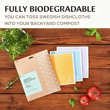 Swedish Dish Cloths for Kitchen - Reusable Dishcloths for Washing Dishes - Each Cellulose Dish Cloth Replaces 15 Rolls of Paper Towels and is More Absorbent than a Sponge - Dishcloth Set of Six